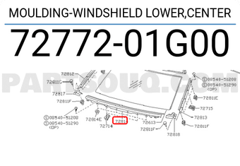 Nissan 7277201G00 MOULDING-WINDSHIELD LOWER,CENTER