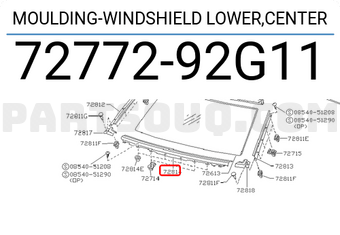 Nissan 7277292G11 MOULDING-WINDSHIELD LOWER,CENTER