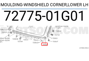 Nissan 7277501G01 MOULDING-WINDSHIELD CORNER,LOWER LH