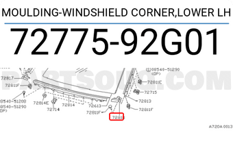 Nissan 7277592G01 MOULDING-WINDSHIELD CORNER,LOWER LH