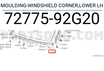 Nissan 7277592G20 MOULDING-WINDSHIELD CORNER,LOWER LH