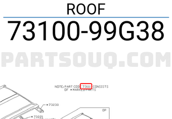 Nissan 7310099G38 ROOF