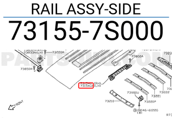 Nissan 731557S000 RAIL ASSY-SIDE