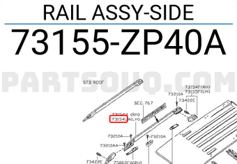 Nissan 73155ZP40A RAIL ASSY-SIDE