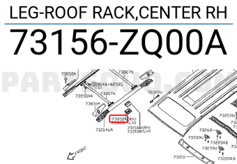 Nissan 73156ZQ00A LEG-ROOF RACK,CENTER RH
