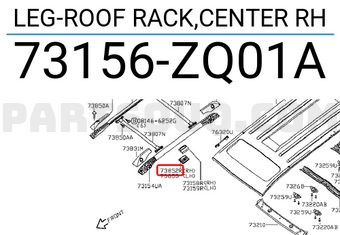 Nissan 73156ZQ01A LEG-ROOF RACK,CENTER RH
