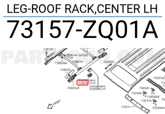 Nissan 73157ZQ01A LEG-ROOF RACK,CENTER LH