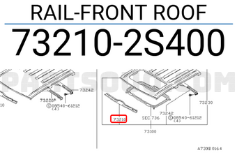 Nissan 732102S400 RAIL-FRONT ROOF