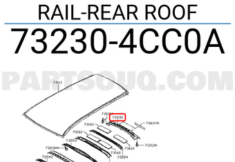 Nissan 732304CC0A RAIL-REAR ROOF