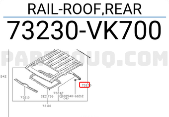 Nissan 73230VK700 RAIL-ROOF,REAR