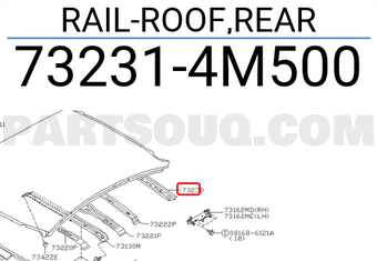 Nissan 732314M500 RAIL-ROOF,REAR