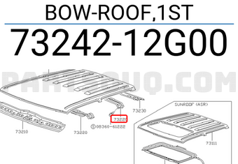 Nissan 7324212G00 BOW-ROOF,1ST