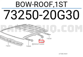 Nissan 7325020G30 BOW-ROOF,1ST