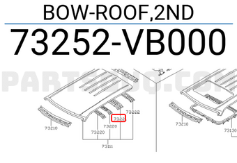 Nissan 73252VB000 BOW-ROOF,2ND