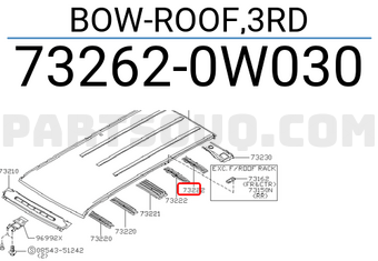 Nissan 732620W030 BOW-ROOF,3RD