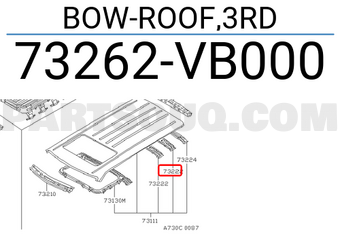 Nissan 73262VB000 BOW-ROOF,3RD