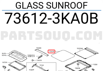 Nissan 736123KA0B GLASS SUNROOF