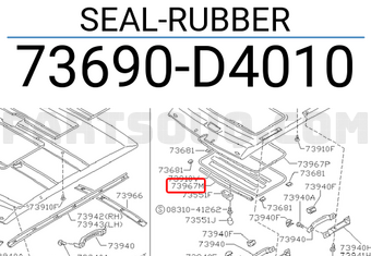Nissan 73690D4010 SEAL-RUBBER