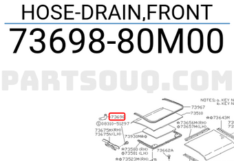 Nissan 7369880M00 HOSE-DRAIN,FRONT