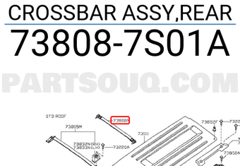 Nissan 738087S01A CROSSBAR ASSY,REAR