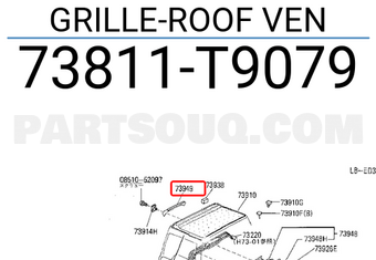 Nissan 73811T9079 GRILLE-ROOF VEN
