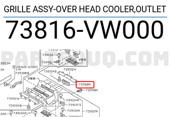Nissan 73816VW000 GRILLE ASSY-OVER HEAD COOLER,OUTLET