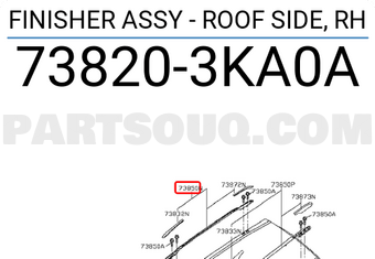 Nissan 738203KA0A FINISHER ASSY - ROOF SIDE, RH