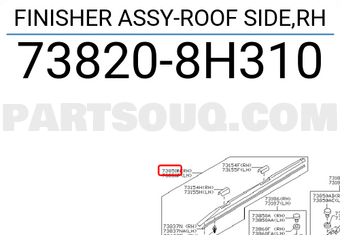 Nissan 738208H310 FINISHER ASSY-ROOF SIDE,RH