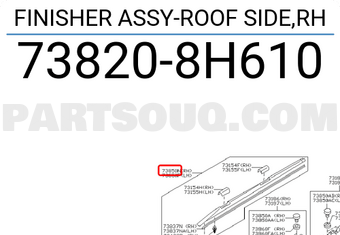 Nissan 738208H610 FINISHER ASSY-ROOF SIDE,RH