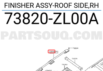 Nissan 73820ZL00A FINISHER ASSY-ROOF SIDE,RH