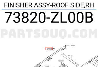 Nissan 73820ZL00B FINISHER ASSY-ROOF SIDE,RH