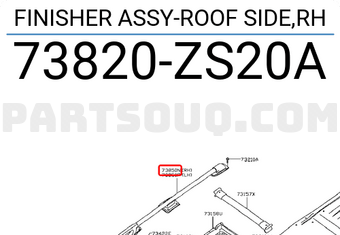 Nissan 73820ZS20A FINISHER ASSY-ROOF SIDE,RH
