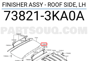 Nissan 738213KA0A FINISHER ASSY - ROOF SIDE, LH