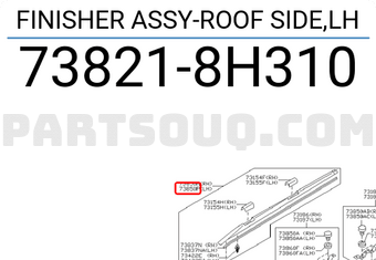 Nissan 738218H310 FINISHER ASSY-ROOF SIDE,LH