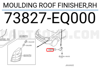Nissan 73827EQ000 MOULDING ROOF FINISHER,RH