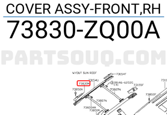 Nissan 73830ZQ00A COVER ASSY-FRONT,RH