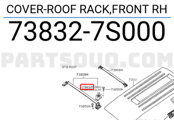 Nissan 738327S000 COVER-ROOF RACK,FRONT RH