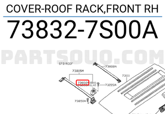 Nissan 738327S00A COVER-ROOF RACK,FRONT RH