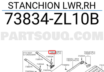 Nissan 73834ZL10B STANCHION LWR,RH