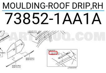 Nissan 738521AA1A MOULDING-ROOF DRIP,RH