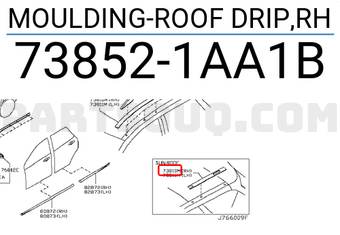 Nissan 738521AA1B MOULDING-ROOF DRIP,RH