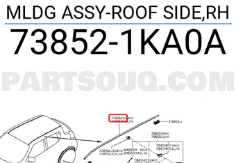 Nissan 738521KA0A MLDG ASSY-ROOF SIDE,RH