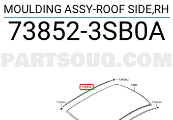Nissan 738523SB0A MOULDING ASSY-ROOF SIDE,RH