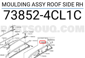 Nissan 738524CL1C MOULDING ASSY ROOF SIDE RH
