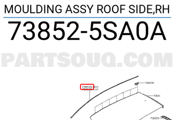 Nissan 738525SA0A MOULDING ASSY ROOF SIDE,RH