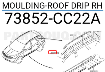 Nissan 73852CC22A MOULDING-ROOF DRIP RH
