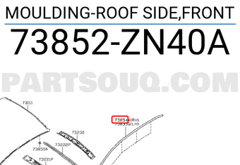 Nissan 73852ZN40A MOULDING-ROOF SIDE,FRONT