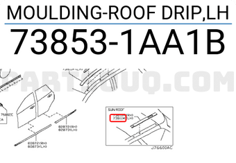 Nissan 738531AA1B MOULDING-ROOF DRIP,LH