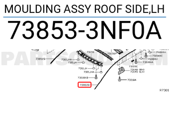 Nissan 738533NF0A MOULDING ASSY ROOF SIDE,LH