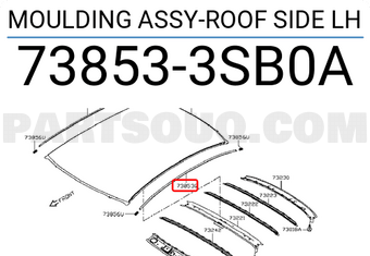 Nissan 738533SB0A MOULDING ASSY-ROOF SIDE LH
